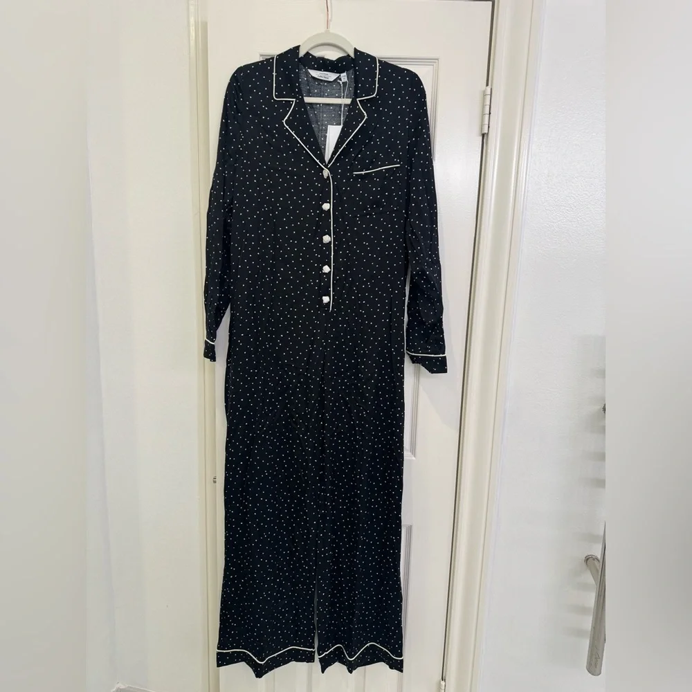 ⭐️& Other Stories all in one satin heart print pajamas XS/S NWT - Picture 2 of 7